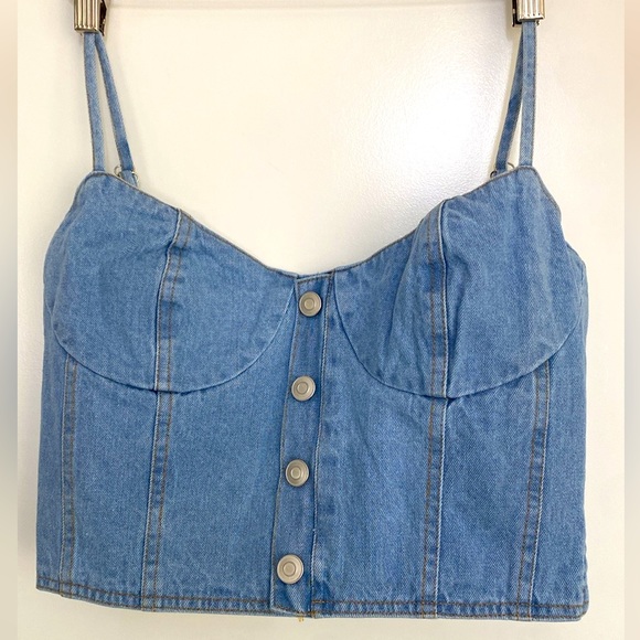 New Moon River Demin Jean Bustier Wrap top.Size M blue ⭐️⭐️⭐️⭐️ - Picture 16 of 16